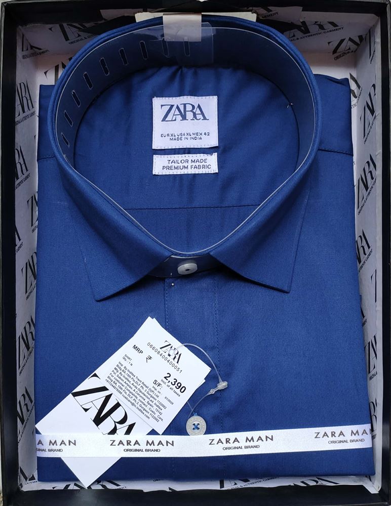 Men Nevi Blue Solid Formal Shirt M - V4U Solution